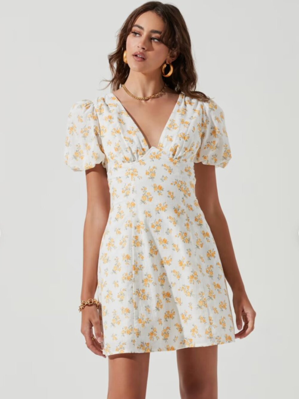 ASTR The Label Lovegrove Floral Puff Sleeve Mini Dress size Small